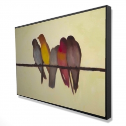 Five birds on a branch