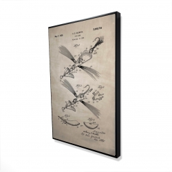 Beige blueprint of a fish lure