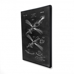 Black blueprint of a fish lure