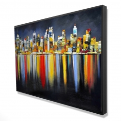 Colorful reflection of a cityscape by night
