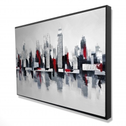 Gray and red cityscape