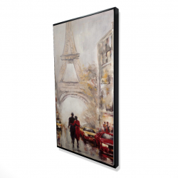 Rue achalandée de paris et tour eiffel