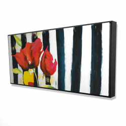 Fleurs rouges sur rayures