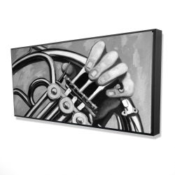 Musicien avec cor français monochrome