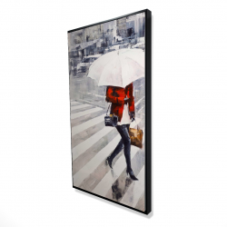 Femme marchant avec son parapluie