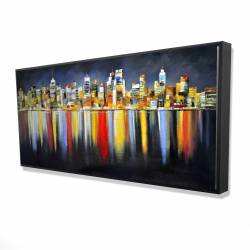 Colorful reflection of a cityscape by night