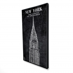 Chrystler tower sketch with a map in background