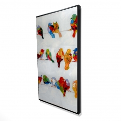 Beaucoup d'oiseaux colorés sur un fil