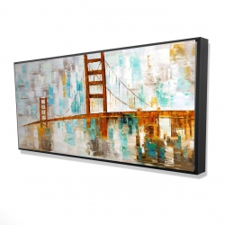 Golden gate with turquoise paint spots