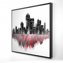Paysage urbain rouge à l'aquarelle