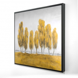 Seven abstract yellow trees