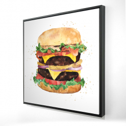 Watercolor all dressed double cheeseburger