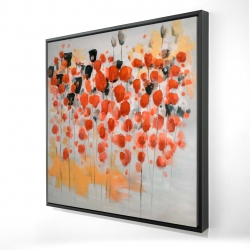 Abstract red dotted flowers field