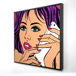 Pop art style lady on phone