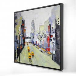 Gray street with yellow and red accents