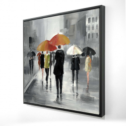 Street scene with umbrellas