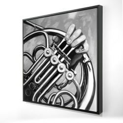 Musicien avec cor français monochrome