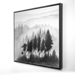 Mono mountains landscape in watercolor
