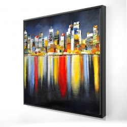 Colorful reflection of a cityscape by night