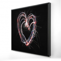 Feux d'artifices en coeur rouge et bleu