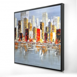 Colorful buildings with water reflection