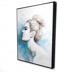 Watercolor abstract girl profile view