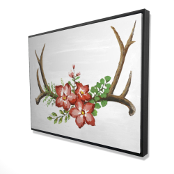 Bois de cerfs et fleurs roses