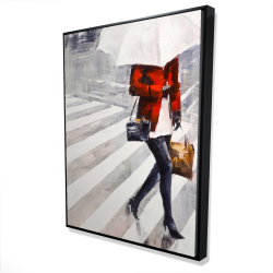 Femme marchant avec son parapluie