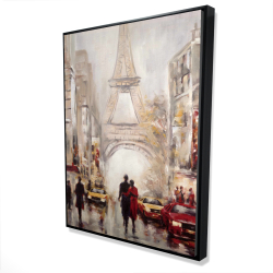 Rue achalandée de paris et tour eiffel