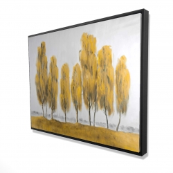 Seven abstract yellow trees