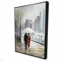 Couple walking under the rain