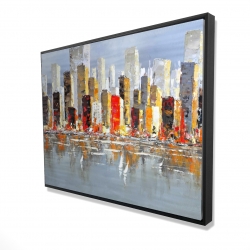 Colorful buildings with water reflection