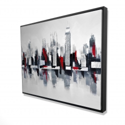 Gray and red cityscape