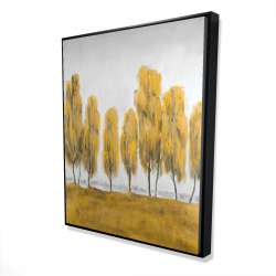 Seven abstract yellow trees