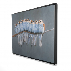 Bunch of small birds on a branch