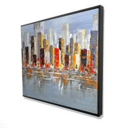 Colorful buildings with water reflection