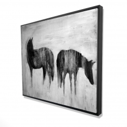 Horses silhouettes in the mist