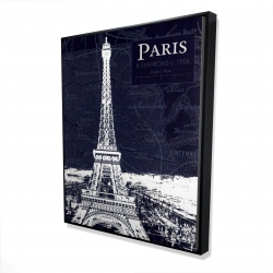 Paris blue print and eiffel tower