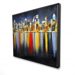 Colorful reflection of a cityscape by night