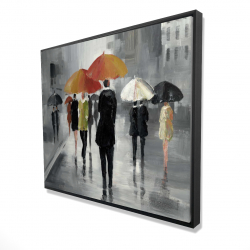 Street scene with umbrellas