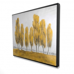 Seven abstract yellow trees
