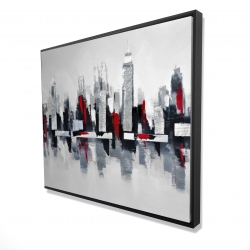 Gray and red cityscape
