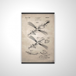 Beige blueprint of a fish lure