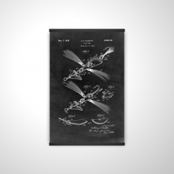 Black blueprint of a fish lure