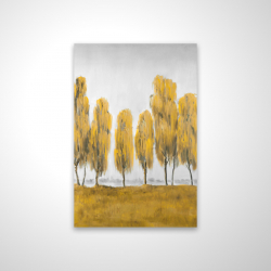 Seven abstract yellow trees