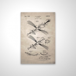 Beige blueprint of a fish lure