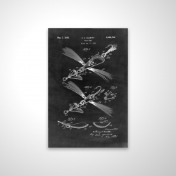 Black blueprint of a fish lure