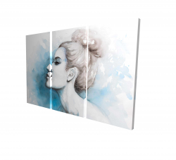 Watercolor abstract girl profile view