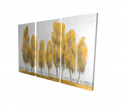 Seven abstract yellow trees