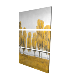 Seven abstract yellow trees